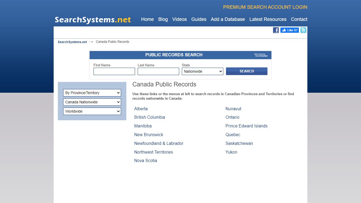 Canada Public Records Search | SearchSystems.net